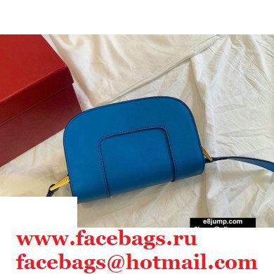 Valentino Supervee Calfskin Crossbody Small Bag Neon Blue/Gold 2020