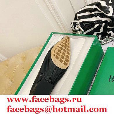 Bottega Veneta Almond Toe Flats in Crush Nappa Black 2021 - Click Image to Close