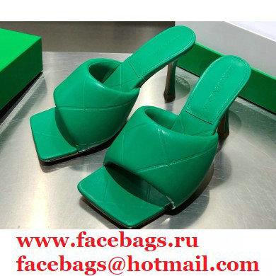Bottega Veneta Heel 9cm Square Sole Quilted The Rubber Lido Mules Sandals Green 2021
