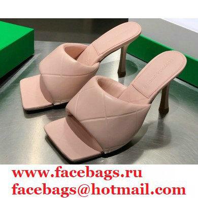 Bottega Veneta Heel 9cm Square Sole Quilted The Rubber Lido Mules Sandals Nude Pink 2021