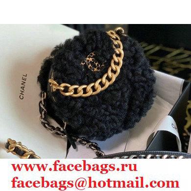 Chanel 19 Round Clutch with Chain Bag Shearling Sheepskin AP0945 Black 2021