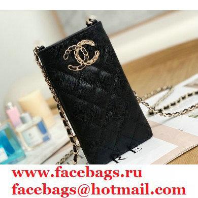 Chanel Chain CC Logo Grained Calfskin Phone Holder with Chain Bag AP1836 Black 2021