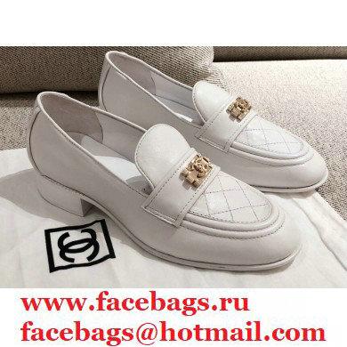 Chanel Quilting Boy Loafers White 2021