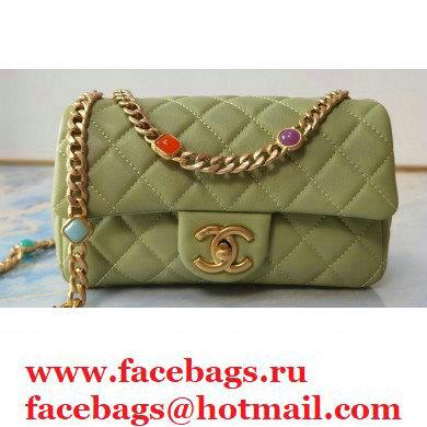 Chanel Resin Chain Lambskin Small Flap Bag AS2380 Light Green 2021