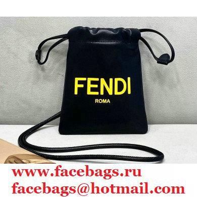 Fendi Leather Phone Pouch Bag with Detachable Necklace Black 2021