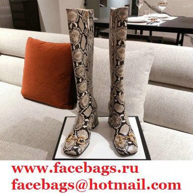 Gucci Leather Knee-high Boot with Horsebit 643889 Snake Print 2021