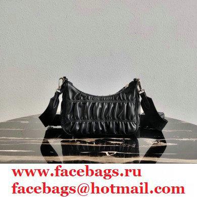 Prada Re-Edition 2005 Gaufre Embossed Leather Shoulder Hobo Bag 1BH204 Black 2021 - Click Image to Close