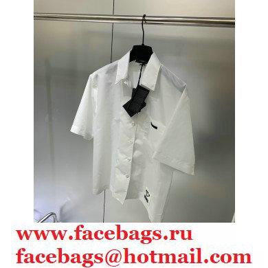 prada Re-Nylon Gabardine short-sleeved shirt white 2020 - Click Image to Close