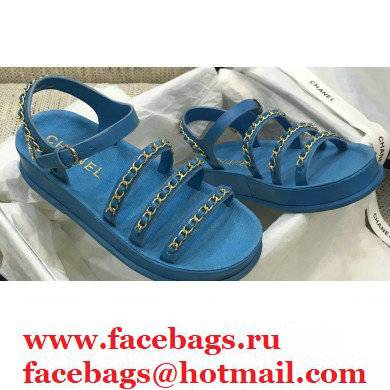 Chanel Chain Calfskin Sandals G37140 Blue 2021