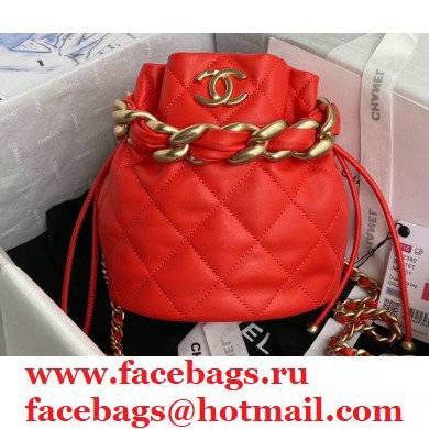 Chanel Small Drawstring Tote with Chain Bag AS2390 Red 2021