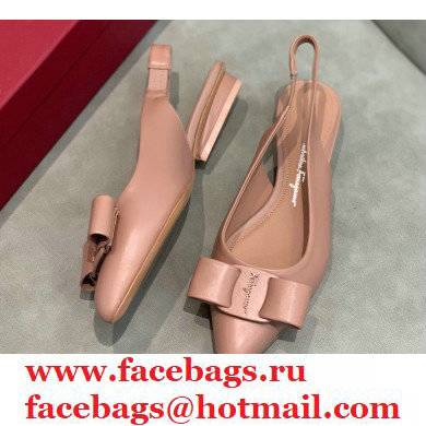 Ferragamo Heel 2cm Viva Slingbacks Nude Pink