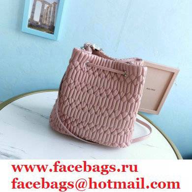 Miu Miu Crystal Cloque Nappa Leather Bucket Bag 5BE050 Pink