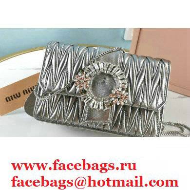 Miu Miu Matelasse Nappa Leather Bag 5BH095 Silver