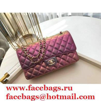chanel 1112 medium clasic flap bag in sheepskin iridescent pink with gold hardware