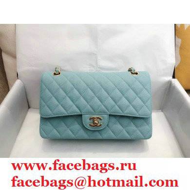 chanel 1112 medium classic flap bag in caviar leather sky blue with gold hardware