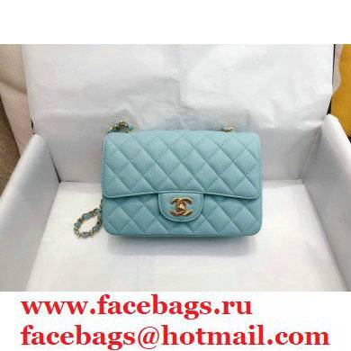 chanel 1116 mini flap bag in caviar leather sky blue with gold hardware