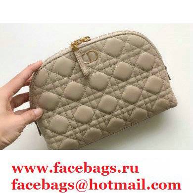 Dior Caro Beauty Pouch Bag in Cannage Lambskin Beige 2021