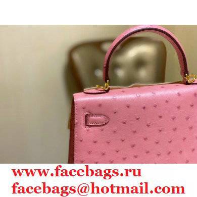 HERMES OSTRICH LEATHER KELLY 25 BAG pink - Click Image to Close