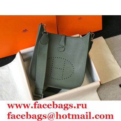 Hermes Togo Leather Evelyne III PM Bag gray-green