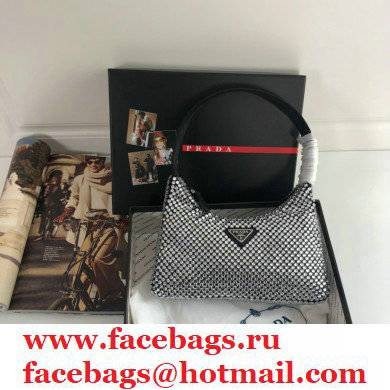 Prada Sequins Re-Edition 2000 Nylon Mini Hobo Bag 1NE515 Black 2021 - Click Image to Close