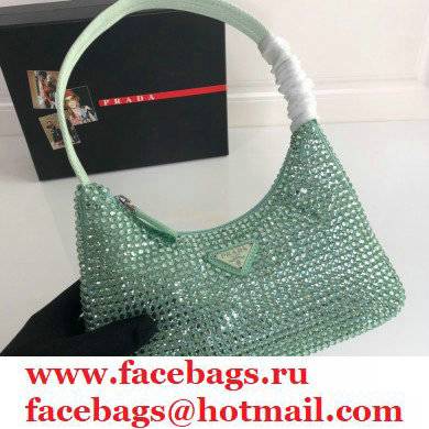 Prada Sequins Re-Edition 2000 Nylon Mini Hobo Bag 1NE515 green 2021 - Click Image to Close