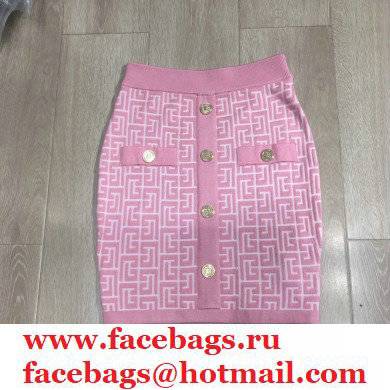 balmain knitted skirt pink 2021