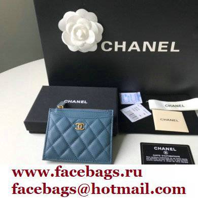 Chanel A84105 Classic Card Holder w/ Coin Purse BLUE