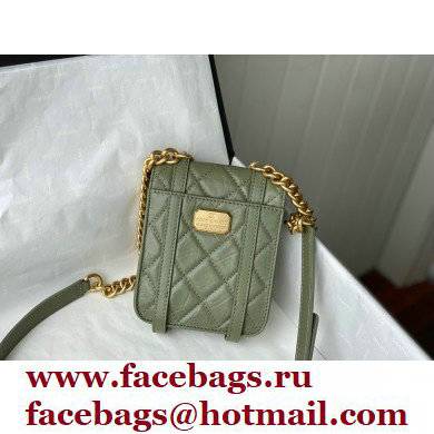 Chanel Aged Calfskin Vintage Messenger Mini Flap Bag AS2695 Army Green 2021