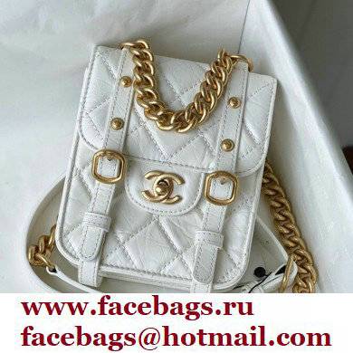 Chanel Aged Calfskin Vintage Messenger Mini Flap Bag AS2695 White 2021