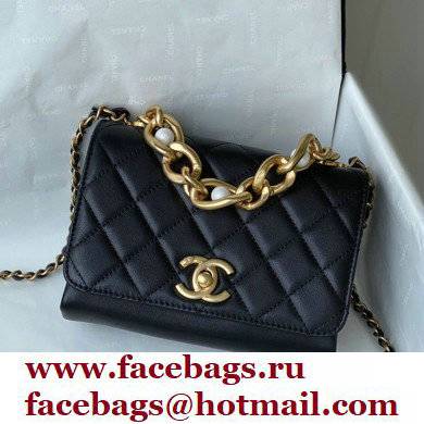 Chanel Calfskin Pearl Handle Mini Flap Bag AS2638 Black 2021