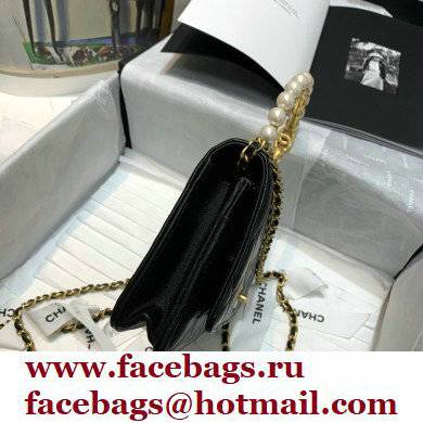 Chanel Pearl Bracelet Rectangle Wallet On Chain BLACK AP2272 2021