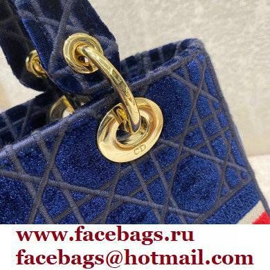 DIOR Blue Velvet Cannage Embroidery MEDIUM LADY D-LITE BAG 2021 - Click Image to Close