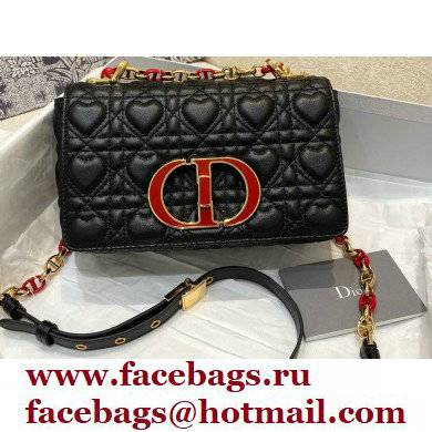 Dior Small Caro Dioramour Bag Black with Heart Motif 2021
