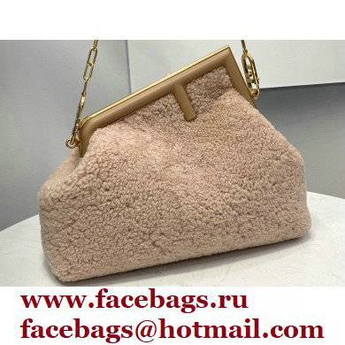 Fendi First Medium Sheepskin Bag Nude Pink 2021