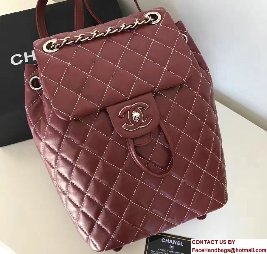 Chanel Quilted Lambskin Backpack Bag Red Threading Fall Winter 2016