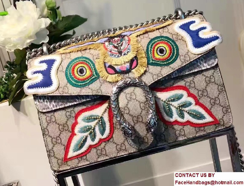 Gucci Face Embroidered Dionysus GG Supreme Small Bag 400249 2016