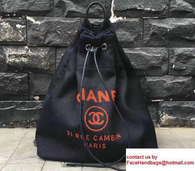 Chanel Deauville Backpack Bag A93787 Black/Orange 2017