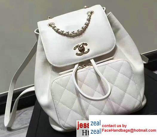 Chanel Grained Calfskin Business Affinity Backpack Bag A93748 White 2017