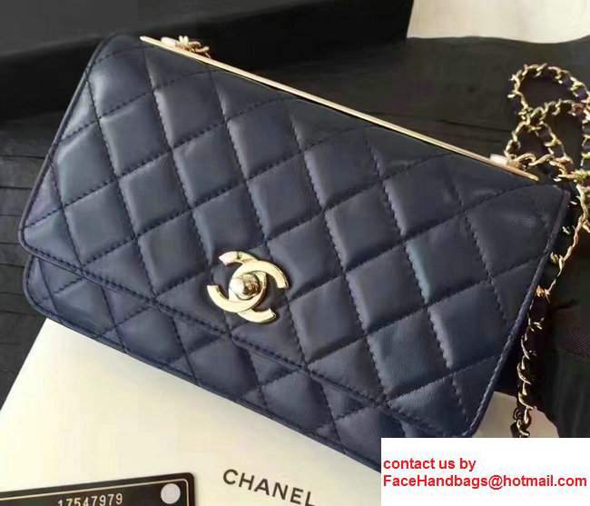 Chanel Lambskin Metal Wallet On Chain WOC Bag A80982 Blue 2017