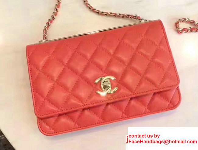Chanel Lambskin Metal Wallet On Chain WOC Bag A80982 Coral 2017