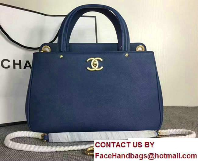 Chanel Large Shopping Bag Gold Hardware A93759 Dark Blue 2017