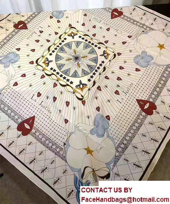 Dior White Print Silk Scarf 701636 2017 Dior White Print Silk Scarf 701636 2017