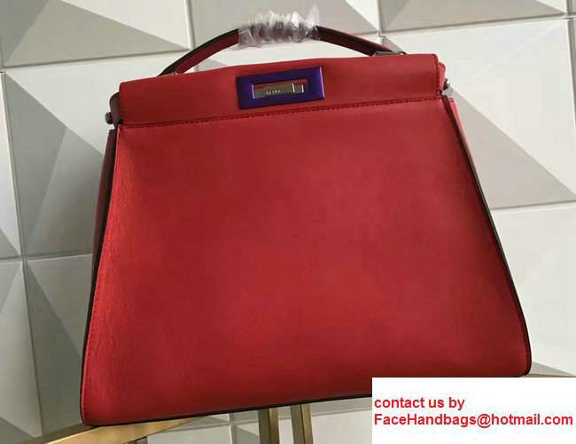 Fendi Calfskin Edge Detail Peekaboo Bag Red