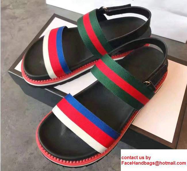 Gucci Heel 4cm Web Sandals 2017