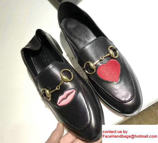 Gucci Horsebit Leather Loafers Heart and Lip Black 2017