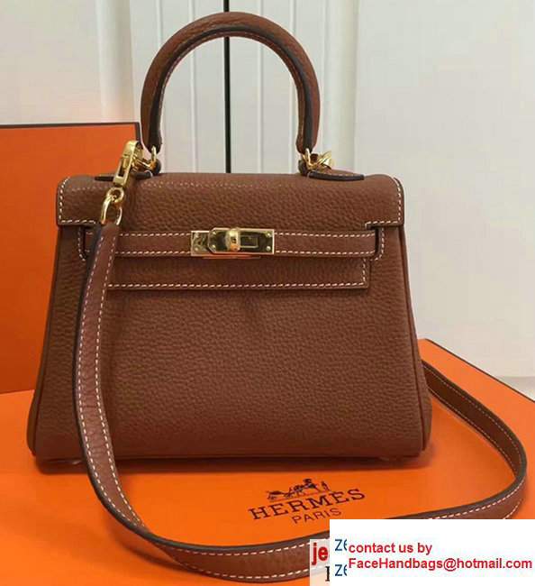 Hermes Togo Leather Kelly 20cm Mini Bag Brown