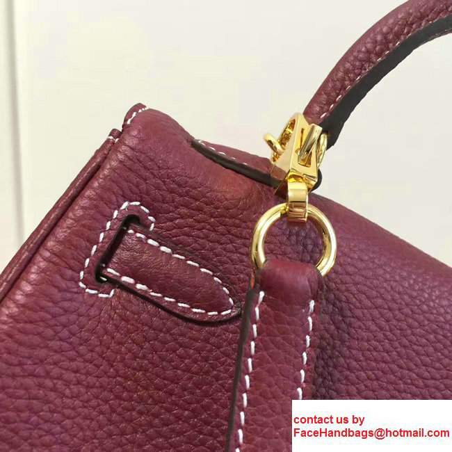 Hermes Togo Leather Kelly 20cm Mini Bag Date Red - Click Image to Close