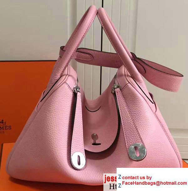 Hermes Leather Lindy 26/30cm Bag Baby Pink