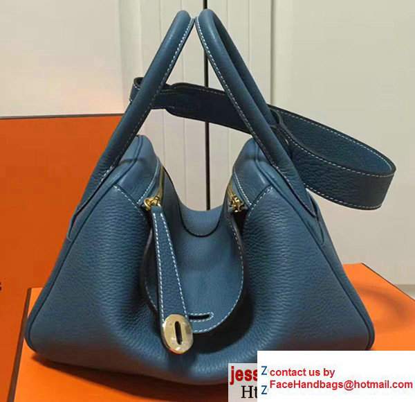 Hermes Leather Lindy 26/30cm Bag Dark Blue - Click Image to Close