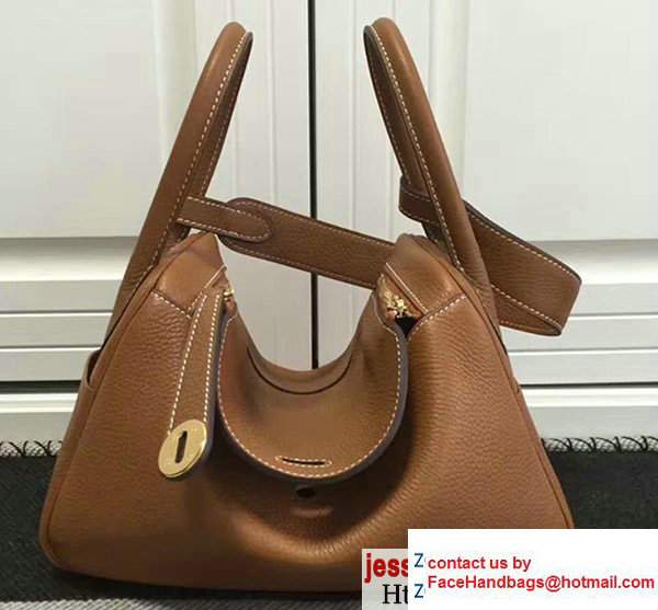 Hermes Leather Lindy 26/30cm Bag Khaki